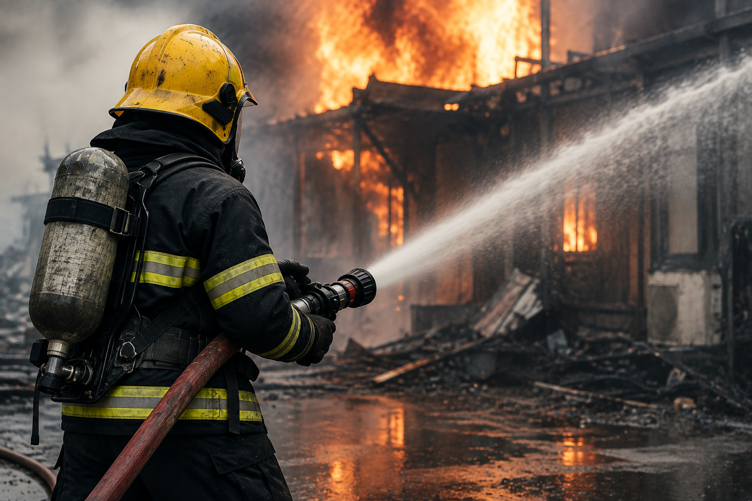 Firefighter in action